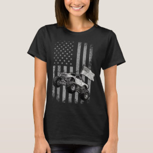 Monstertruck Amerikaanse vlag vintage ontwerp juli T-shirt
