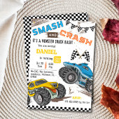 Monstertruck bash coole moderne 6de verjaardag voo kaart