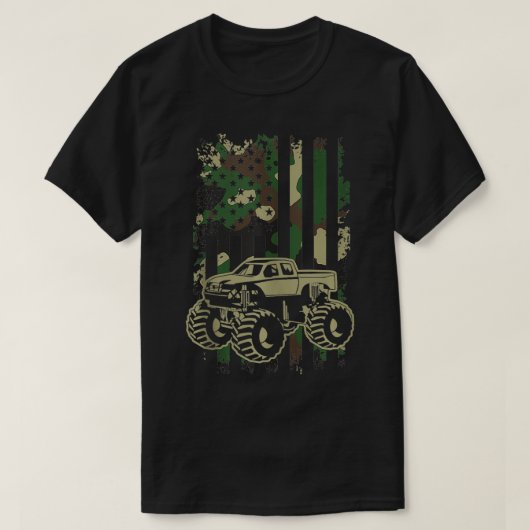 Monstertruck Camouflage USA vlag offroad T-shirt (Design voorkant)