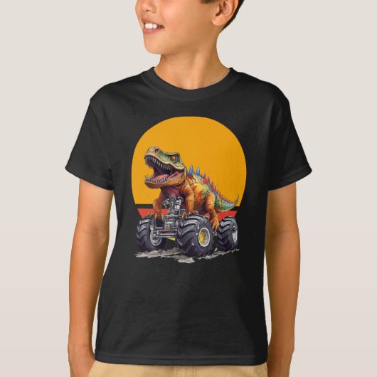 Monstertruck en T-Rex Dinosaurus T-shirt (Voorkant)