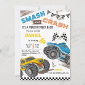 Monstertruck feestje coole moderne peuter 4de verj kaart (Voorkant)
