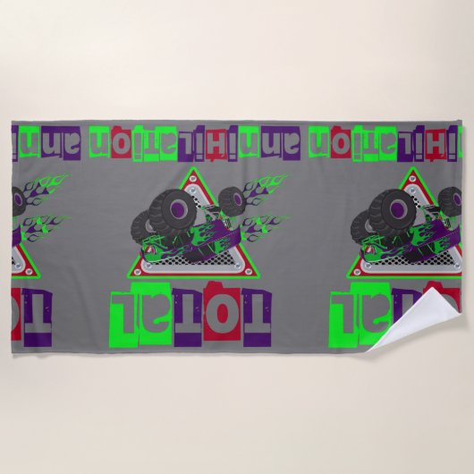 monstertruck hard core cool zwembad of strandlaken (Voorkant)