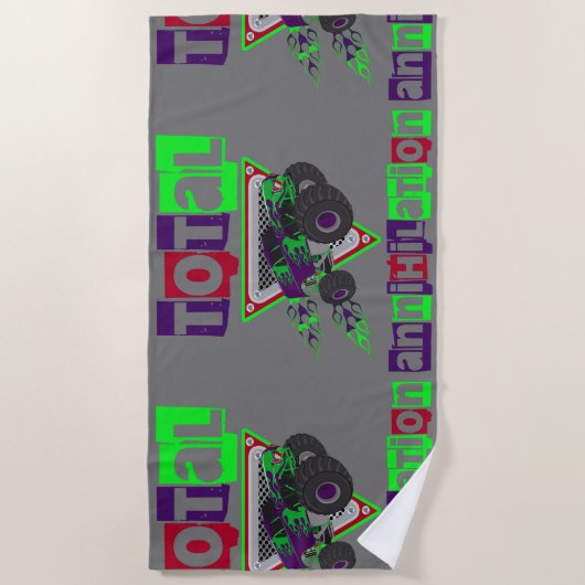 monstertruck hard core cool zwembad of strandlaken (Voorkant)