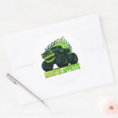 Monstertruck Horror Vlam Ronde Sticker (Envelop)