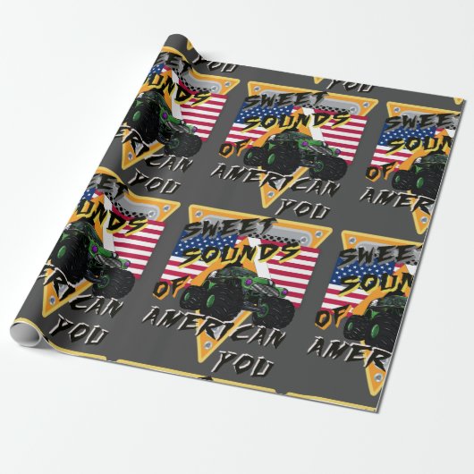 monstertruck mud bogger american you cadeaupapier (Uitgerold)