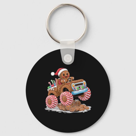 Monstertruck peperkoek man grappige kerstkoning sleutelhanger (Voorkant)