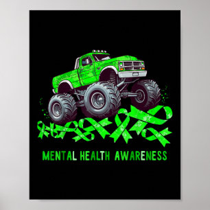 Monstertruck rijdt over lint voor mentale gezondhe poster