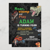 Monstertruck & T Rex Boys jarig Kaart (Voorkant / Achterkant)