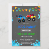 Monstertruck zwembadfeest kaart (Voorkant)