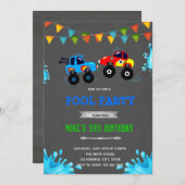 Monstertruck zwembadfeestje kaart (Voorkant / Achterkant)