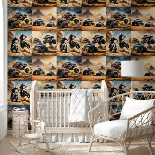 monstertrucks en -motoren, behang