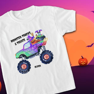 Monstertrucks en snoep Halloween-snoepje T-shirt