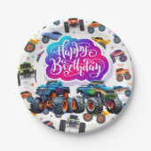 Monstertrucks Gefeliciteerd Papieren Bordje (Voorkant)