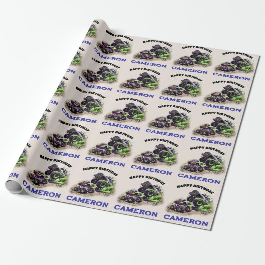 Monstertrucks in de Modder Cadeaupapier (Uitgerold)