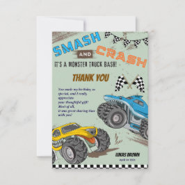Monstertrucks Kleine Jongen Verjaardagsfeestje Bedankkaart