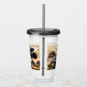 Monstertrucks racen in de woestijn, acryl drinkbeker (Rechts)