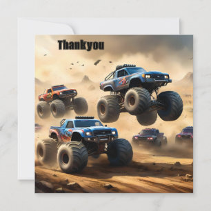 Monstertrucks racen in de woestijn, bedankkaart