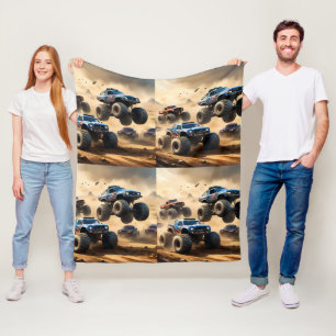 Monstertrucks racen in de woestijn, fleece deken