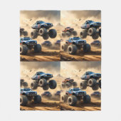 Monstertrucks racen in de woestijn, fleece deken (Voorkant)