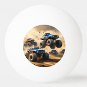 Monstertrucks racen in de woestijn, pingpongbal (Voorkant)