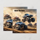Monstertrucks racen in de woestijn, save the date (Voorkant / Achterkant)