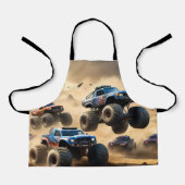 Monstertrucks racen in de woestijn, schort (Voorkant)