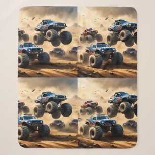 Monstertrucks racen in de woestijn, sherpa deken