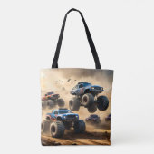 Monstertrucks racen in de woestijn, tote bag (Achterkant)