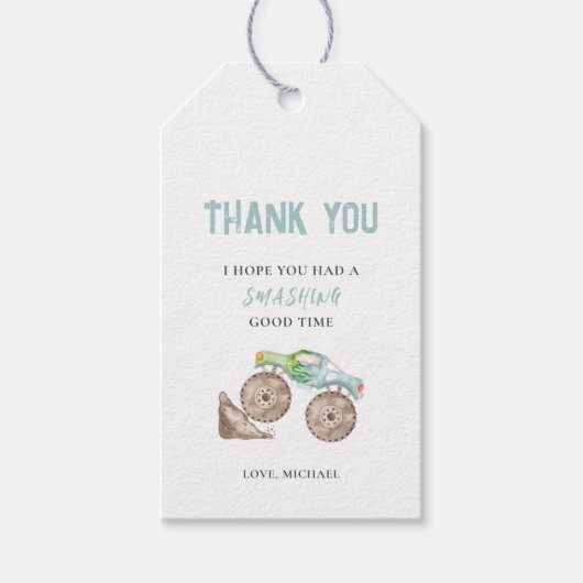 Monstertrucks verjaardagscadeautag cadeaulabel (Voorkant)