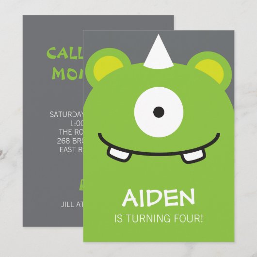 Monsteruitnodiging Kaart (Voorkant / Achterkant)