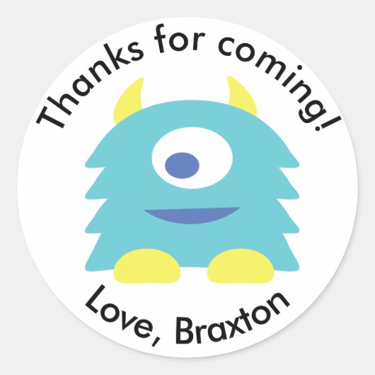 Monsterverjaardag Bedankt stickers (Voorkant)