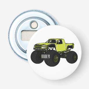 Monstervrachtwagen cartoon illustratie button flesopener