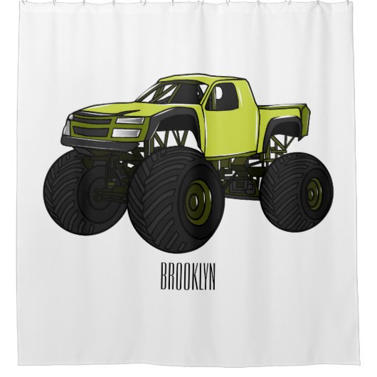Monstervrachtwagen cartoon illustratie douchegordijn (Voorkant)