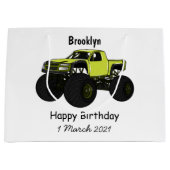 Monstervrachtwagen cartoon illustratie groot cadeauzakje (Voorkant)