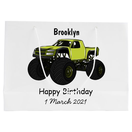 Monstervrachtwagen cartoon illustratie groot cadeauzakje (Achterkant)