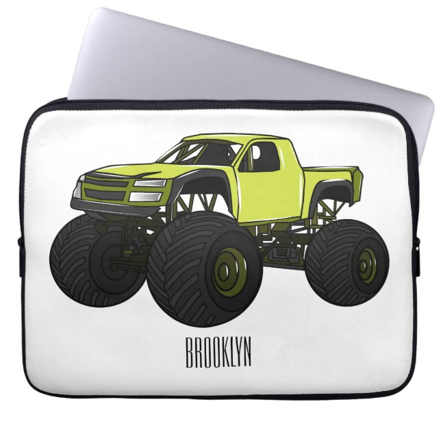 Monstervrachtwagen cartoon illustratie laptop sleeve (Voorkant)