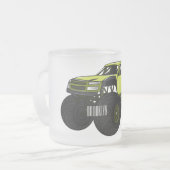 Monstervrachtwagen cartoon illustratie matglas koffiemok (Voorkant links)