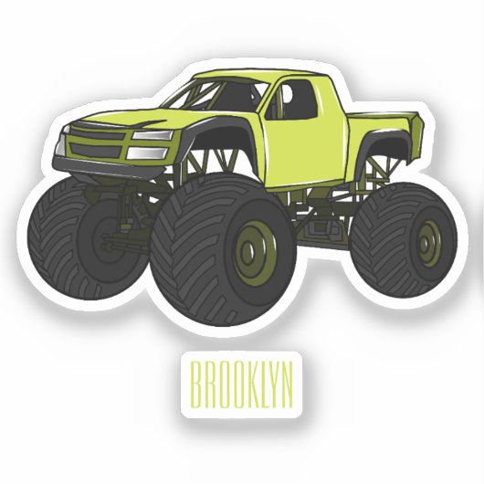 Monstervrachtwagen cartoon illustratie sticker (Voorkant)