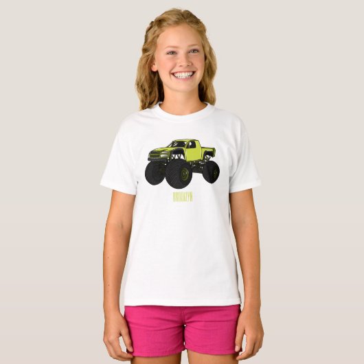 Monstervrachtwagen cartoon illustratie t-shirt (Voorkant volledig)