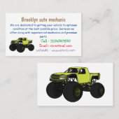 Monstervrachtwagen cartoon illustratie visitekaartje (Voorkant / Achterkant)