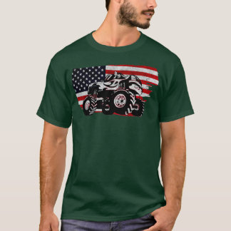 Monstervrachtwagen met Amerikaanse vlag 4 T-shirt