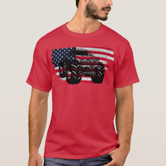 Monstervrachtwagen met Amerikaanse vlag in nood T-shirt
