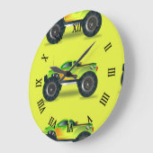Monstervrachtwagen op kalkgroen grote klok (Hoek)