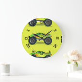 Monstervrachtwagen op kalkgroen grote klok (Huis)