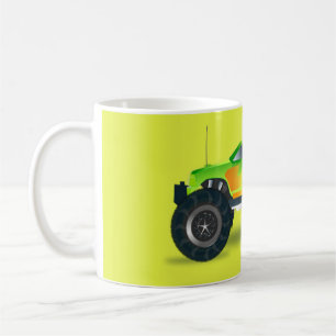 Monstervrachtwagen op kalkgroen koffiemok