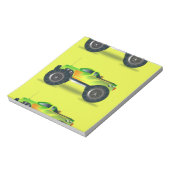 Monstervrachtwagen op kalkgroen notitieblok (Linkerzijde)