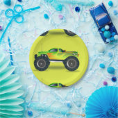 Monstervrachtwagen op kalkgroen papieren bordje (Feest)