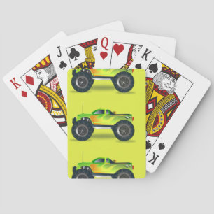 Monstervrachtwagen op kalkgroen pokerkaarten