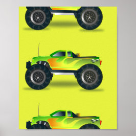 Monstervrachtwagen op kalkgroen poster