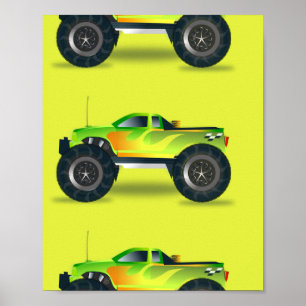 Monstervrachtwagen op kalkgroen poster